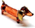 Handmade 2" Blown Glass Dachshund Dog Figurines with Gold Trim, Collectible Miniature Art, Dollhouse Gift Ideas