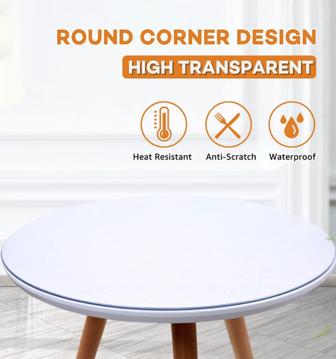 36 inch 1.5mm Multi-Size Dia Round PVC Clear Table Protector Thick Plastic Tablecloth Large Clear Vinyl Table Pad Mat