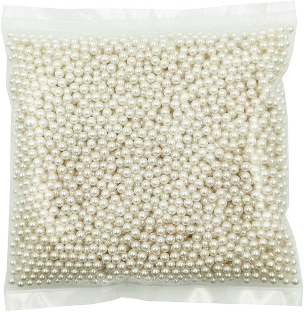 3800pcs 5mm Ivory Polished ABS Undrilled Art Faux Pearls for Home Decoration, No Hole Imitation Round Pearl Beads