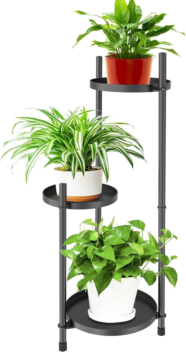 3 Tier Plant Stand Indoor Tall, Black Metal Corner Plant Stands for