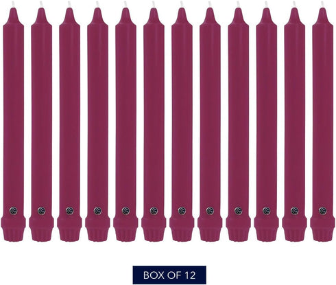 Colonial Candle Unscented Taper Candle, Classic Collection, Mulberry, 12 in, Pack of 12