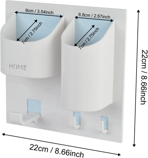 Bedside Shelf Wall Mounted Rack Organizer with Headset Stand, Drink Holder, Small Hooks for Bedroom, Bathroom