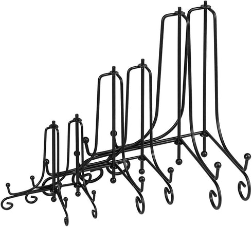 LIONWEI LIONWELI 6 Pack Iron Display Stand, Black Iron Easel Plate Holder for Pictures, Plates, Books
