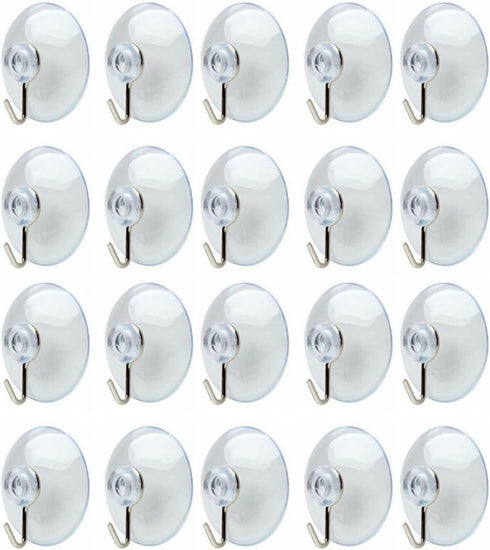 20Pcs Clear Suction Cups with Hooks, Transparent PVC Plastic Hanger Industrial Hooks for Home Decoration