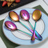 Kyraton Rainbow Serving Set, 4 Piece Titanium Plated Utensils, Includes 2 Spoons and 2 Slotted Spoons