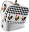 Toaster Dust Cover with Pockets, Black White Buffalo Plaid Rooster Summer Farm Style, Washable 2 Slice Cover