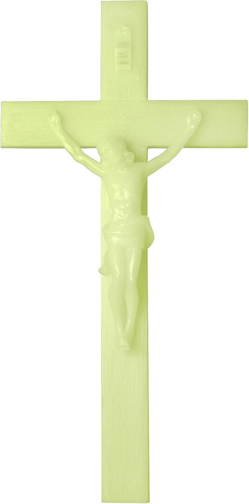 Luminous Catholic Wall Crucifix - Glows in The Dark! (12" x 6")