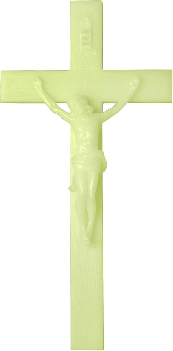 Luminous Catholic Wall Crucifix - Glows in The Dark! (12" x 6")