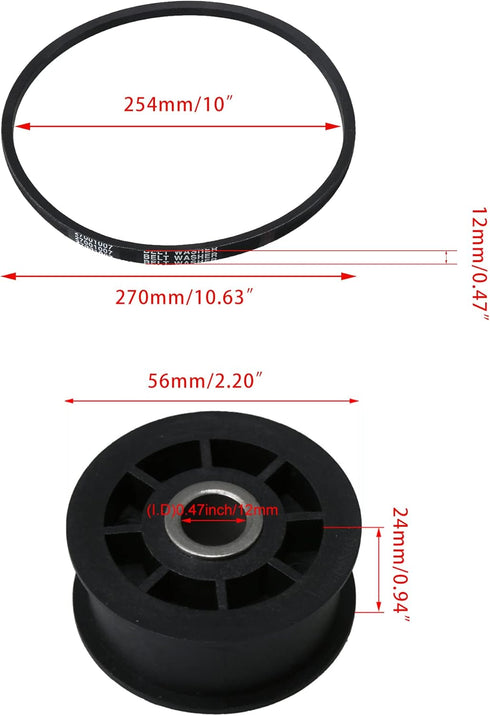 40045001 Washing Machine Idler Pulley Wheel & 27001007 Washer Drive Belt Replacement for Amana, Replace 37820 38225