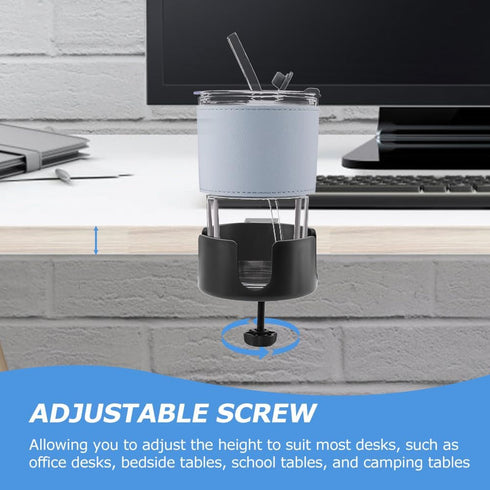 Desk Cup Holder Clamp - Large Anti-Spill Drink Holder, Easy Install for Coffee Mugs, Water Cups