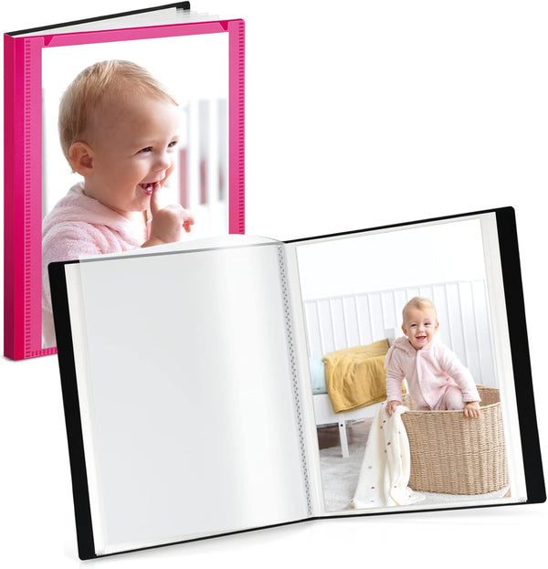 CRANBURY Small Photo Album 4x6 (Pink), 2-Pack Mini Plastic Picture Album Binder with Customizable Cover