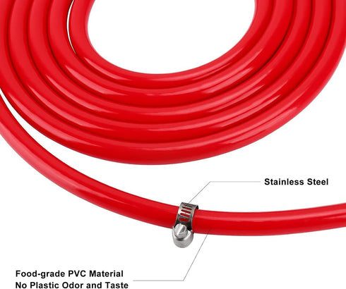Beer CO2 Gas Line Kit - 10ft PVC Tubing Hose & 4PCS Stainless Steel Hose Clamps for 5/16’’ Barb Ball Lock