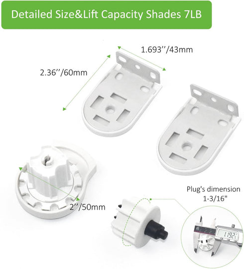 Rollerhouses Roller Shade Brackets, Mechanism Clutch + Skyline Mounting Brackets + End Plug for 1 1/4" Tube