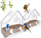 Window Bird Feeder 2 Pack, Small Acrylic Feeder with Strong Suction Cups and Drain Holes