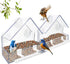 Window Bird Feeder 2 Pack, Small Acrylic Feeder with Strong Suction Cups and Drain Holes