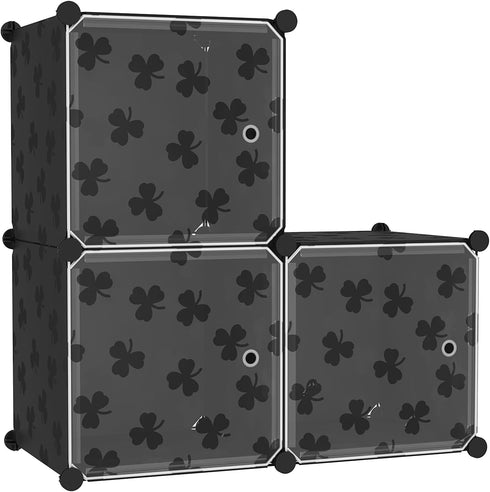 C&AHOME Cube Storage Organizer with Doors, 3-Cube Shelves, DIY Plastic Modular Bookshelf,