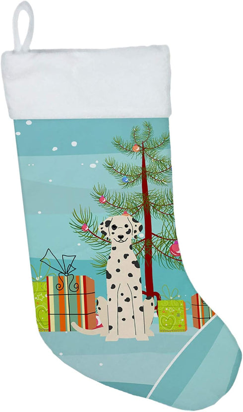 Caroline's Treasures BB4222CS Merry Christmas Tree Dalmatian Christmas Stocking for Holiday Decor