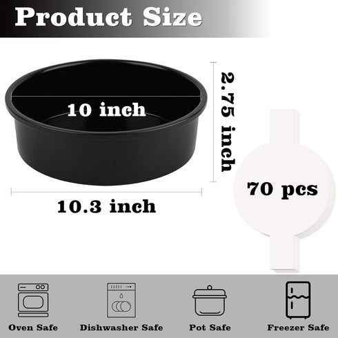Set of 2 Round 10 Inch Cake Pans with 70 Pieces Parchment Paper, Non-stick, Dishwasher Safe