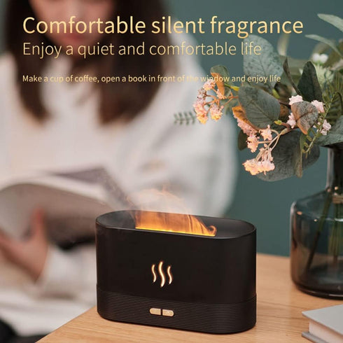 Upgraded 7 Color Flame Essential Oil Diffuser, USB Personal Desktop Cool Mist Humidifier with Auto-Off