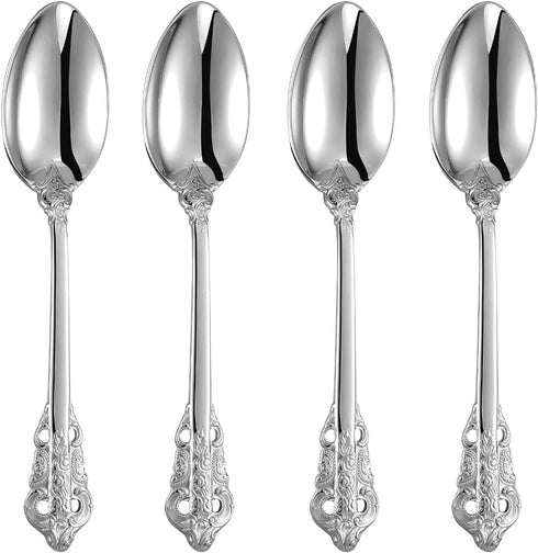 KEAWELL Luxury 7" Tea Spoon Set of 4, 18/10 Stainless Steel, Mirror Polished Finish (Silver)