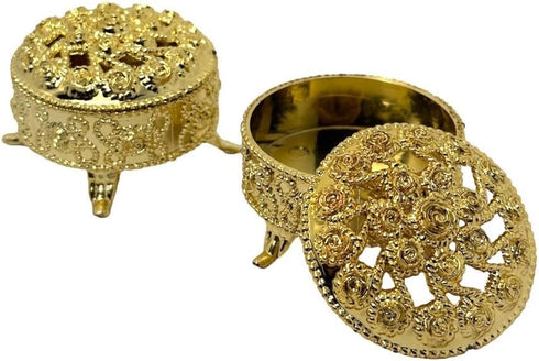 2.5 Inch Plastic Trinket Box Wedding Favor | Table Decorations - Gold, 12 Sets