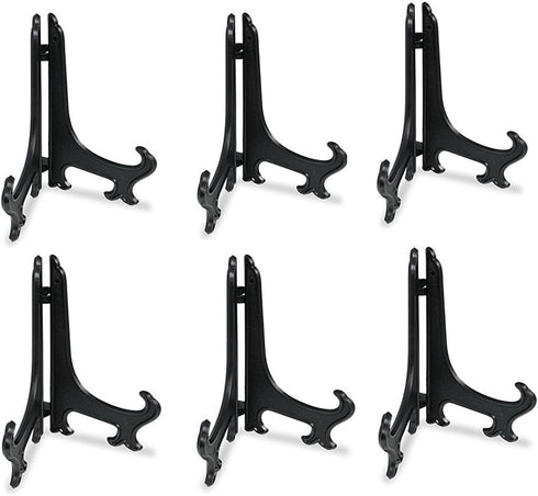 Artliving 10 Inch Black Plastic Easels, 6pcs/Set Plate Display Stands for Picture Frame Holder