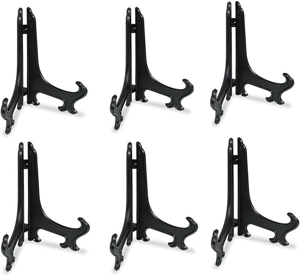 Artliving 10 Inch Black Plastic Easels, 6pcs/Set Plate Display Stands for Picture Frame Holder