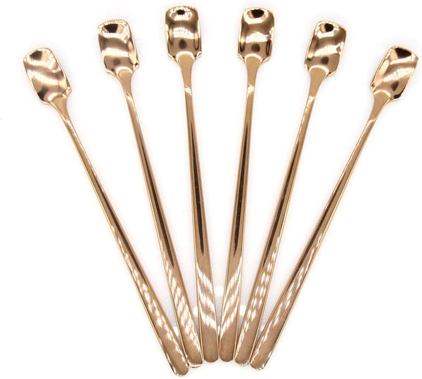6 PCs Stainless Steel Mixing Spoon, Rose Gold Finish, 6-1/32 Inch Stirrer Spoon for Coffee, Ice Tea