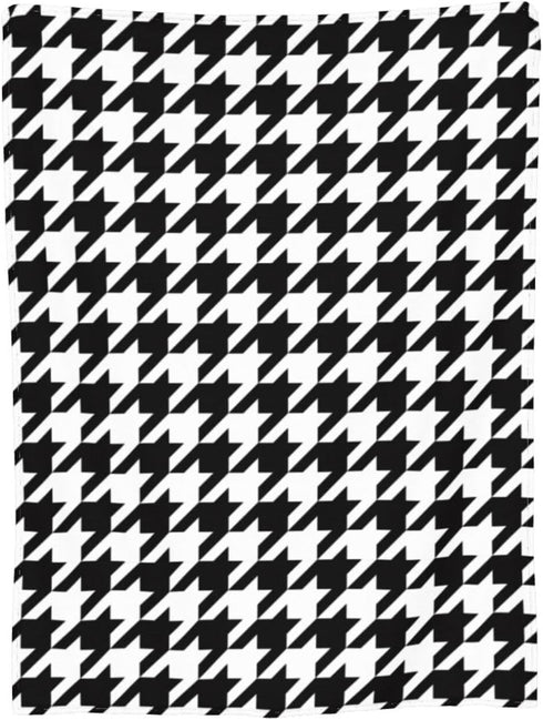 Perinsto 50"X40" Houndstooth Pattern Throw Blanket Ultra Soft Warm All Season Decorative Fleece Blankets for Bed Chair