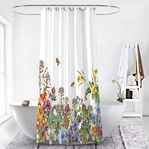 BECAN Beautiful Watercolor Flowers Shower Curtain, Thickening Polyester Fabric, 72 x 72 Inches
