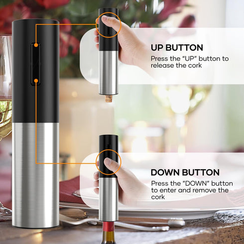 Electric Wine Opener, Rechargeable Wine Bottle Opener, Automatic Electric Corkscrew with Foil Cutter, Aerator Vacuum,
