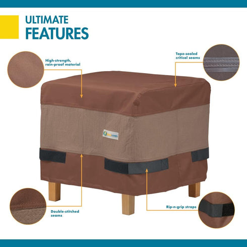 20 Inch DUCKCOVERS Ultimate Waterproof Square Ottoman/Side Table Cover, Outdoor Ottoman Cover