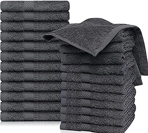 QUBA LINEN Hotel & Spa 100% Cotton Washcloths Pack of 24, Ultra Soft, Quick