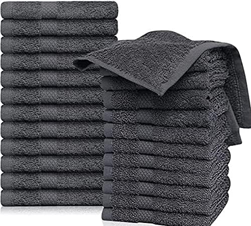 QUBA LINEN Hotel & Spa 100% Cotton Washcloths Pack of 24, Ultra Soft, Quick