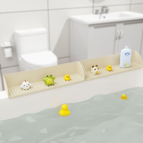 4 1Pack, Roslim Splash Guard for Bathtub & Sink - Silicone Kids Bath Splash Guard Shelf, Bath Toy Tray Holder, Tub