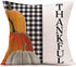 Fukeen Thanksgiving Pumpkin Throw Pillow Cases - Vintage White and Black Buffalo Plaid Check Covers, 18x18 Inch Cotton