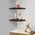 Set 2, (Brown-10 inch) Joiishom Wood Corner Wall Shelves of Solid Wood Corner Floating Shelves for Wall, Round End Wall