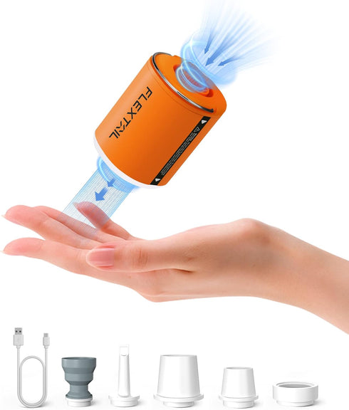 FLEXTAILGEAR Portable Air Pump with Camping Lantern, Rechargeable Air Mattress Pump for Inflatables