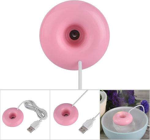 Portable Mini Doughnut-shaped Humidifier, USB Atomization Water Mist Humidifier for Home Office Car, Pink