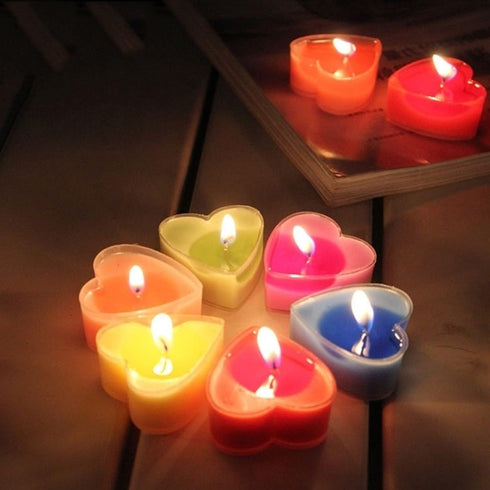 Heart-Shaped Tealight Candles,12PCS Multicolor Love Romantic Unscented Candle with 100PCS Silk Rose Petals,Mini Candle Discs for Weddings,Anniversaries, Birthdays,Home Decoration,Spa,Relaxation by T-shin