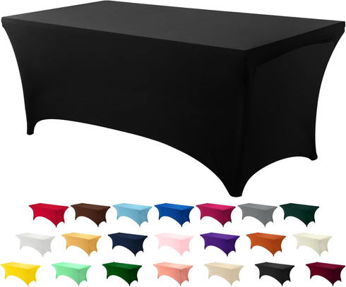 Utopia Kitchen 4FT Spandex Tablecloth - 1 Pack, Black - 200 GSM Stretch, Fitted, Washable Table Cover
