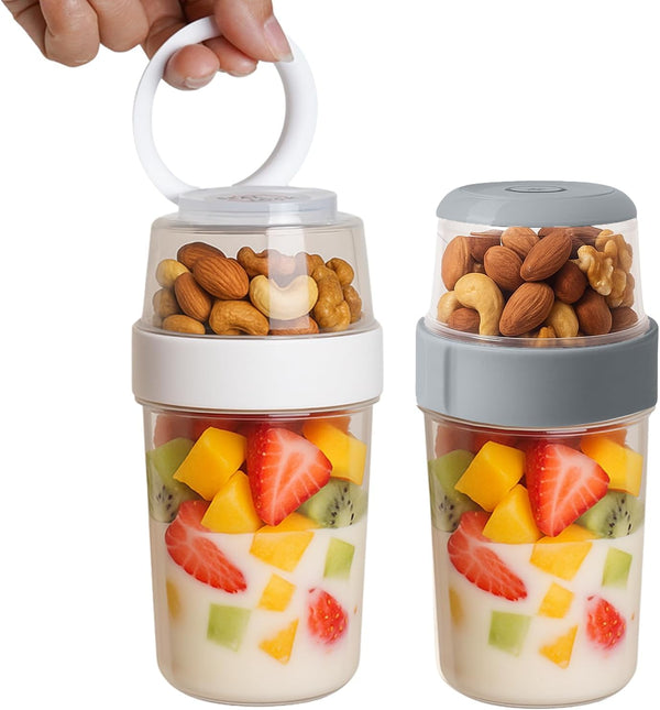 Vesalen Reusable Parfait Cups with Lids & Spoon 2-Layer Leakproof Overnight Oats Containers,