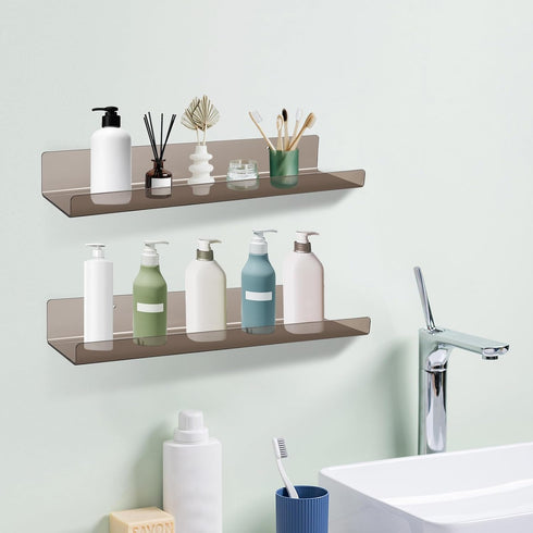 6 Pack 15" Dezzer Acrylic Shelves for Wall, Acrylic Floating Shelves for Bathroom Bedroom, Invisible Bookshelf Wall