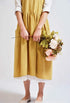 NEWGEM Cotton Linen Cross Back Apron for Women with Pockets, Yellow, for Cooking and Cleaning, No Waist Ties