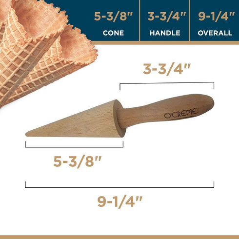 O'Creme Pizzelle Roller/Krumkake Cone/Ice Cream Cone Mold, 9.25 Inches, Strong Beechwood