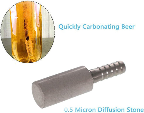 YOUHO 2PCS 0.5 Micron Diffusion Stone, Stainless Steel Aeration Stone with 1/4" Barb for Homebrew Wine Beer Soda
