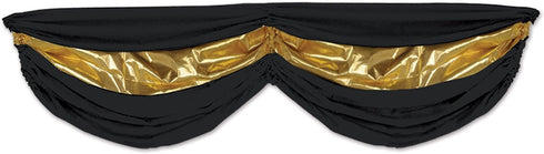 Beistle Fabric Bunting, 1-Pack, Black and Gold, 5-Feet 10-Inch