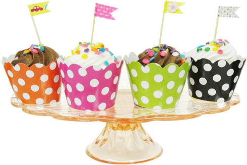 AllyDrew Standard Size Polka Dots Cupcake Wrappers, Set of 20, Black