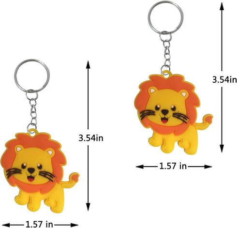 24 Pack Lion Keychains, Safari Animal Keychains for Jungle Safari Party Favors and Rewards