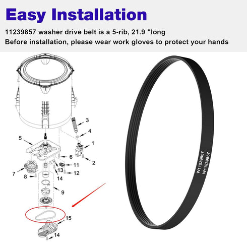 Whirlpool Amana Maytag W11239857 W10808317 Washing Machine Belt Replacement PS12578772 4845287 AP6333320